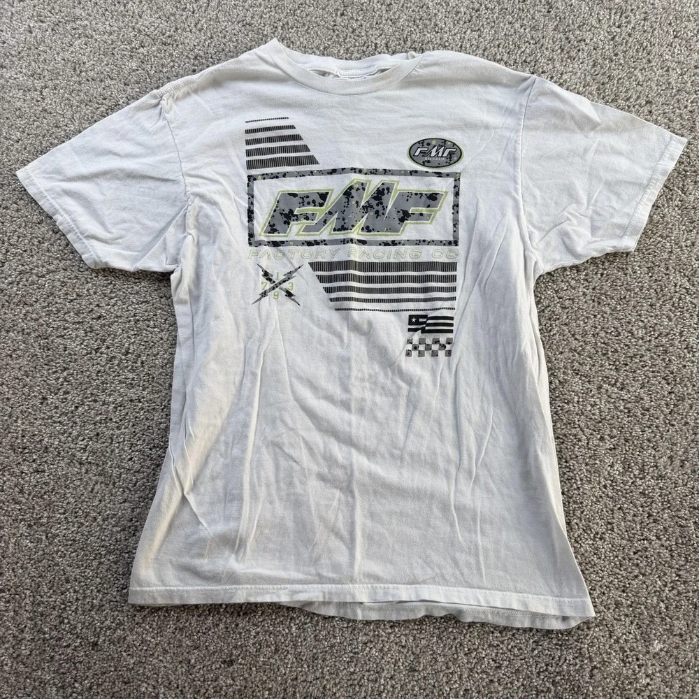 FMF Factory Racing Shirt Mens Large White Motocross Motorcycle Tee T-Shirt